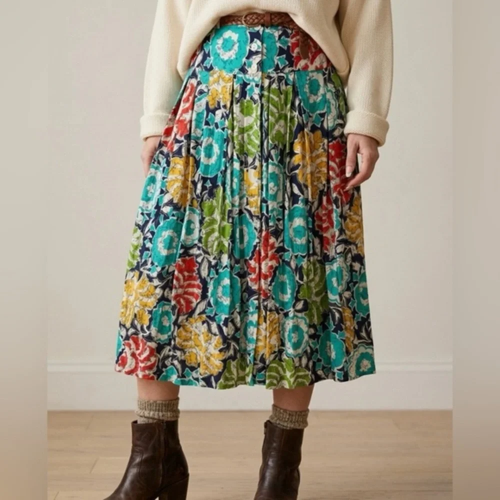 COUNTERPARTS Vintage 90s Floral Midi Skirt NWT Made In USA